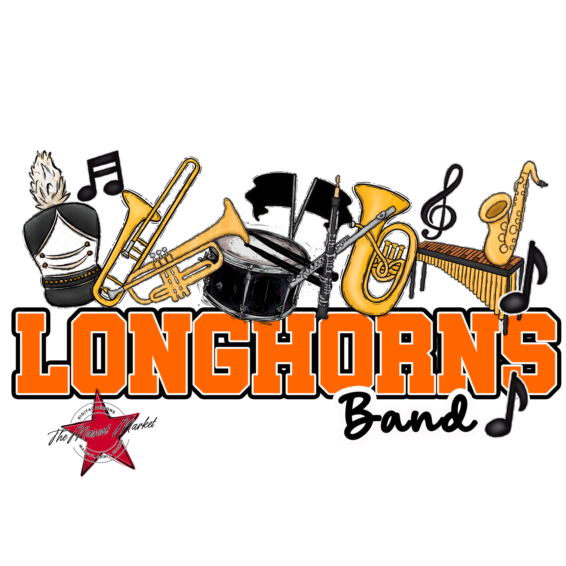 Longhorns Varsity Band-Orange