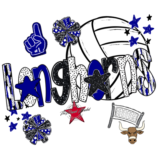 Longhorns Volleyball Scrape-Blue