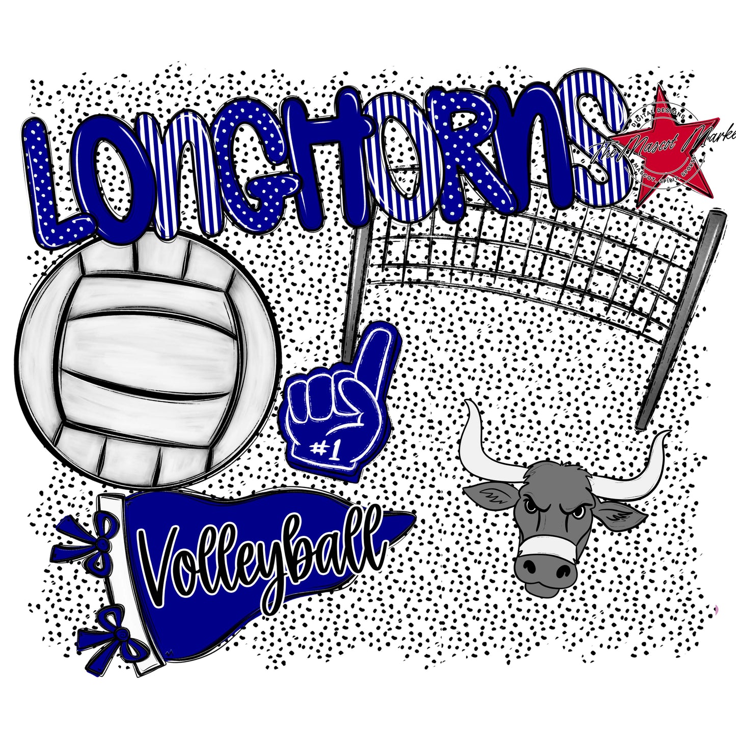 Longhorns Volleyball Spirit-Blue