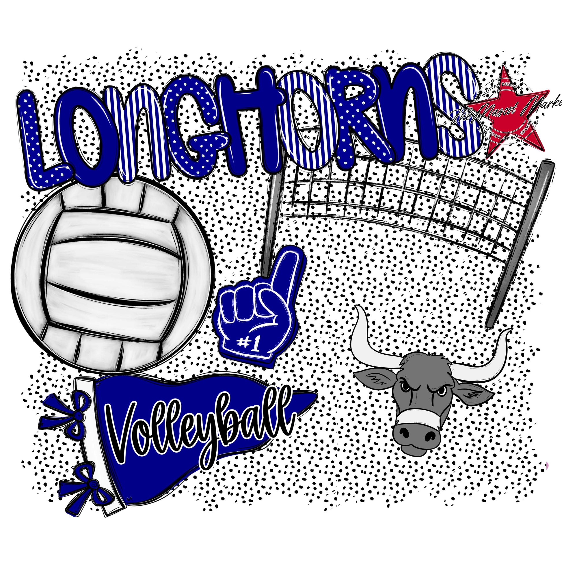 Longhorns Volleyball Spirit-Blue