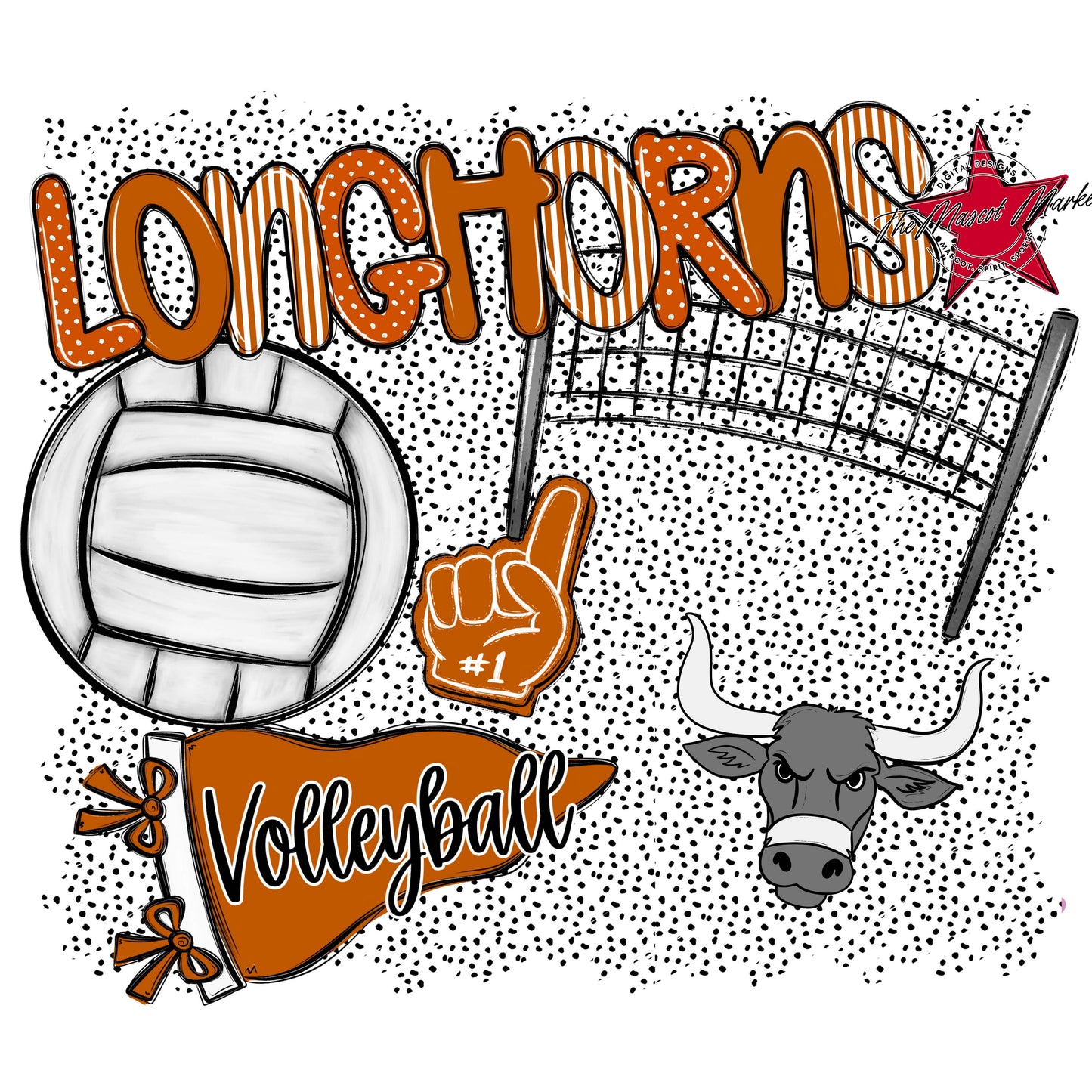 Longhorns Volleyball Spirit-Burnt Orange