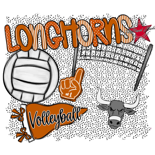 Longhorns Volleyball Spirit-Burnt Orange