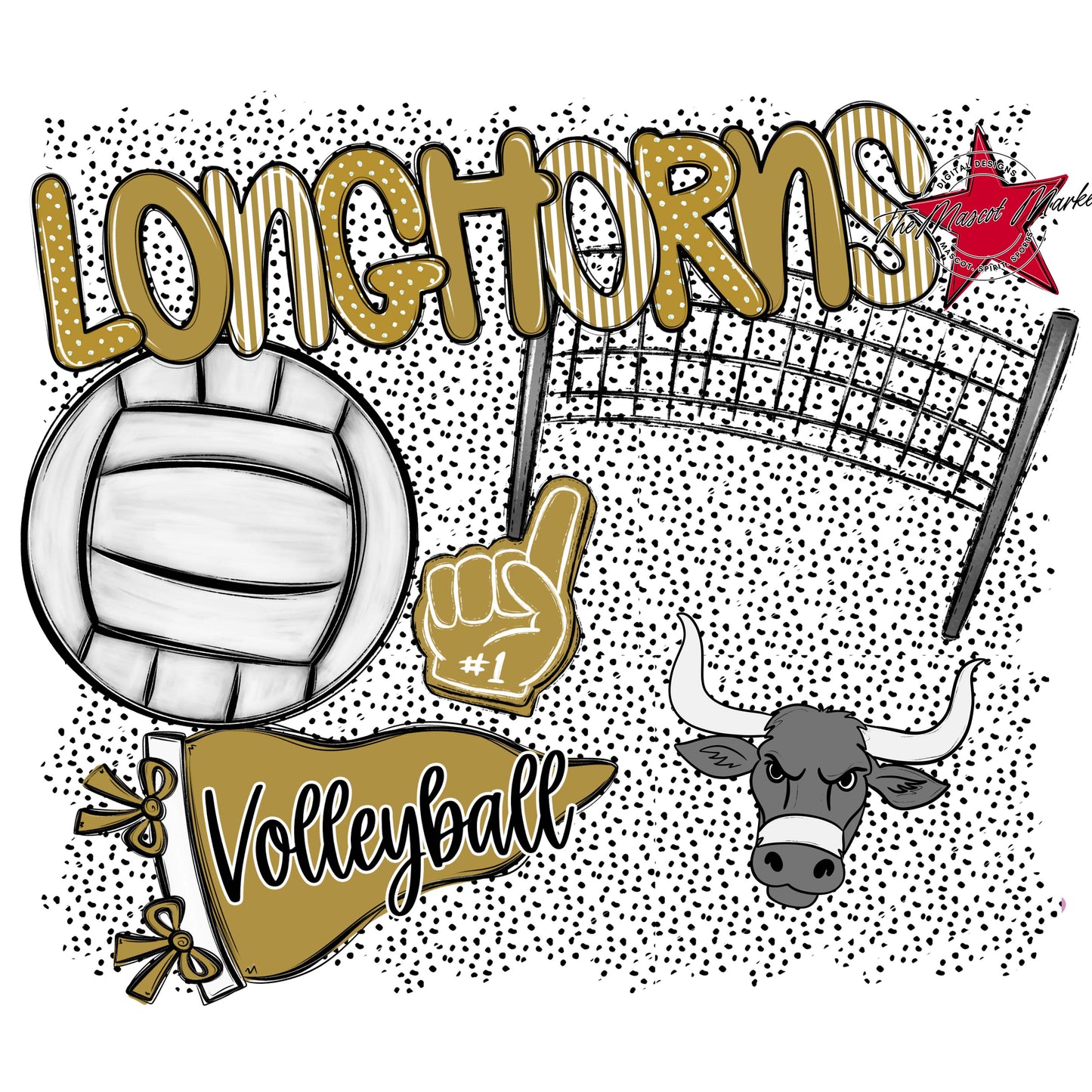 longhorns Volleyball Spirit-Gold