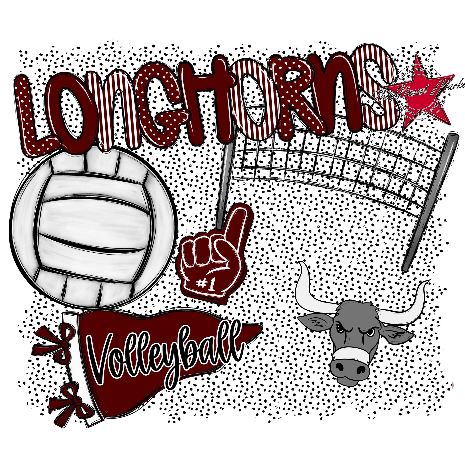 Longhorns Volleyball Spirit-Maroon