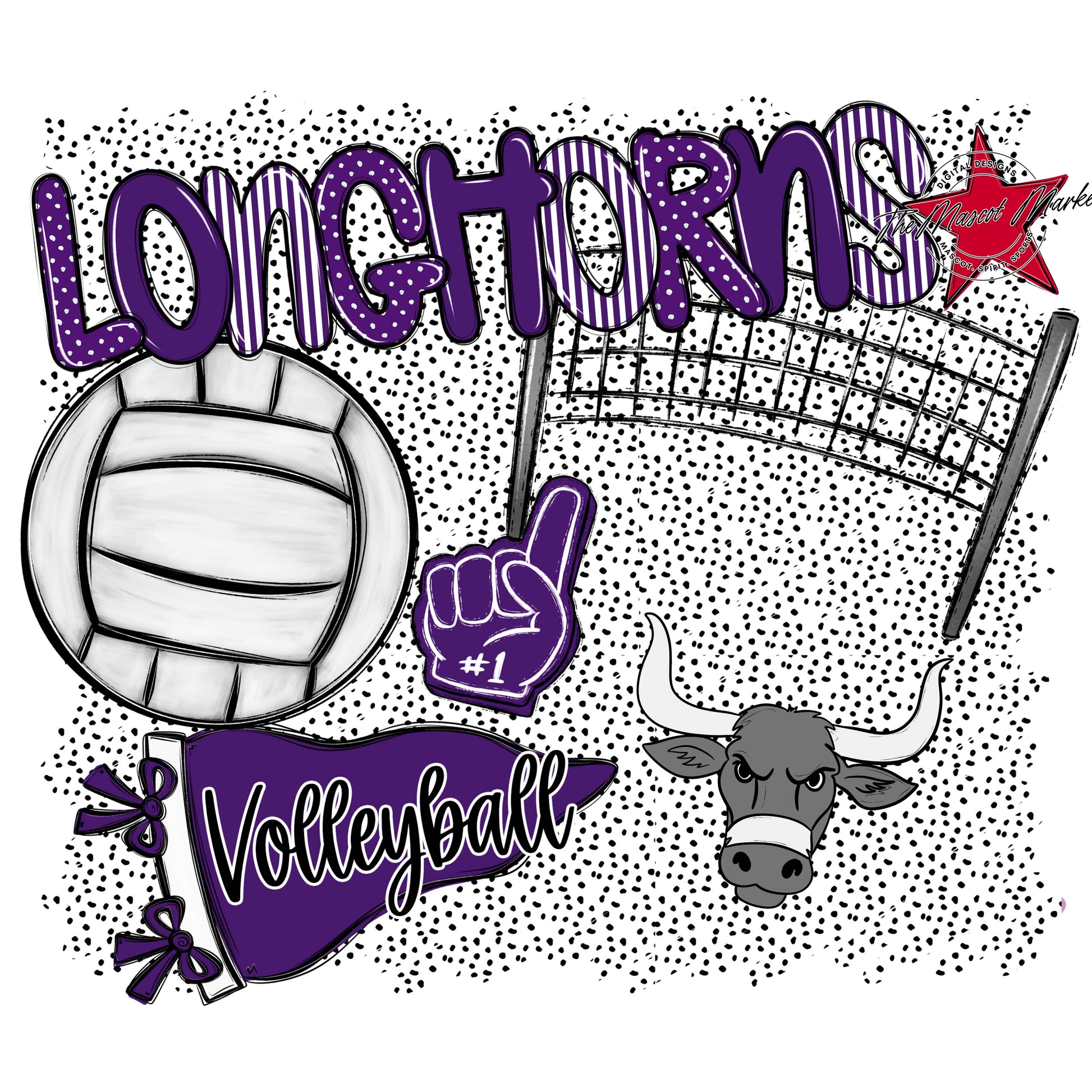 Longhorns Volleyball Spirit-Purple