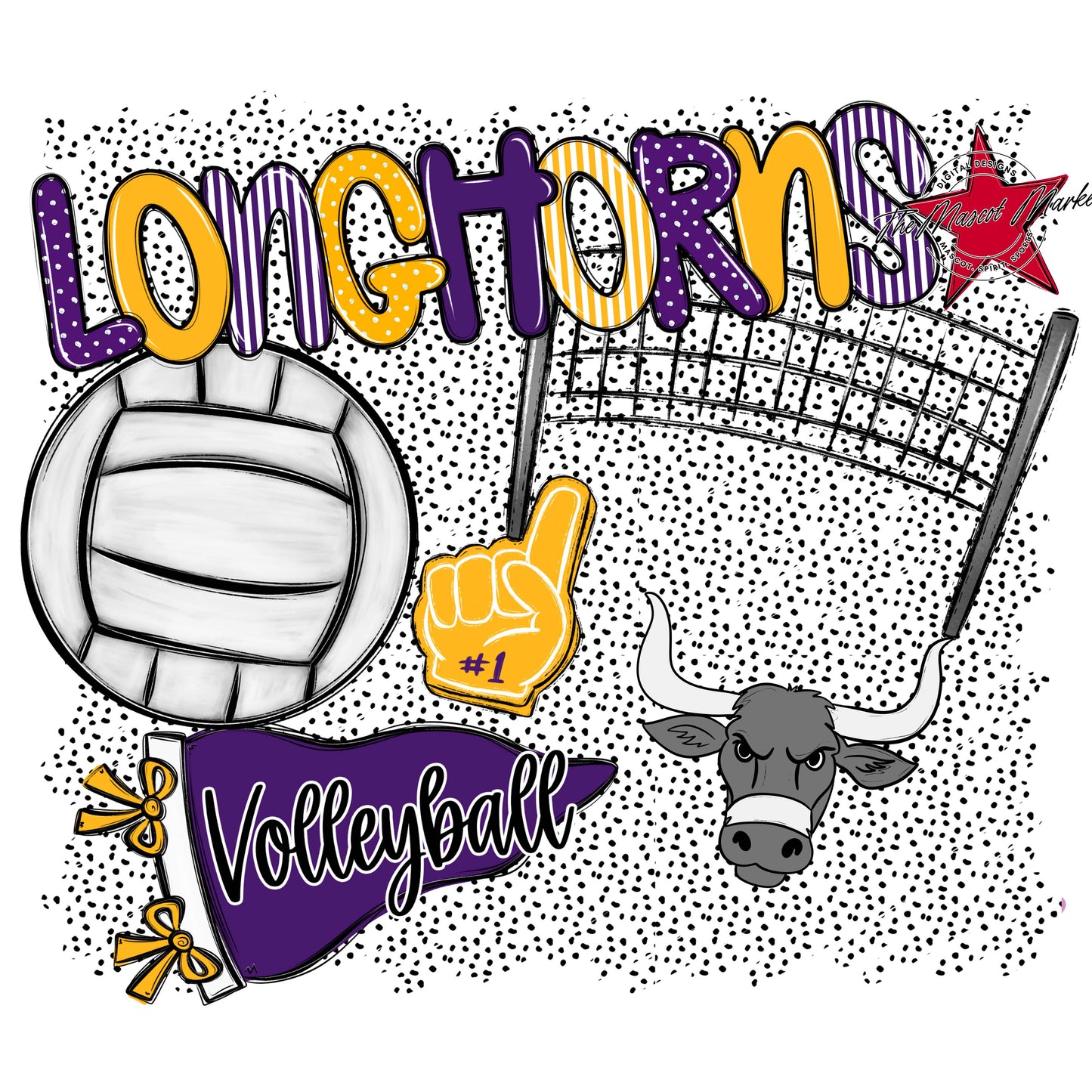 Longhorns Volleyball Spirit-Purple & Yellow