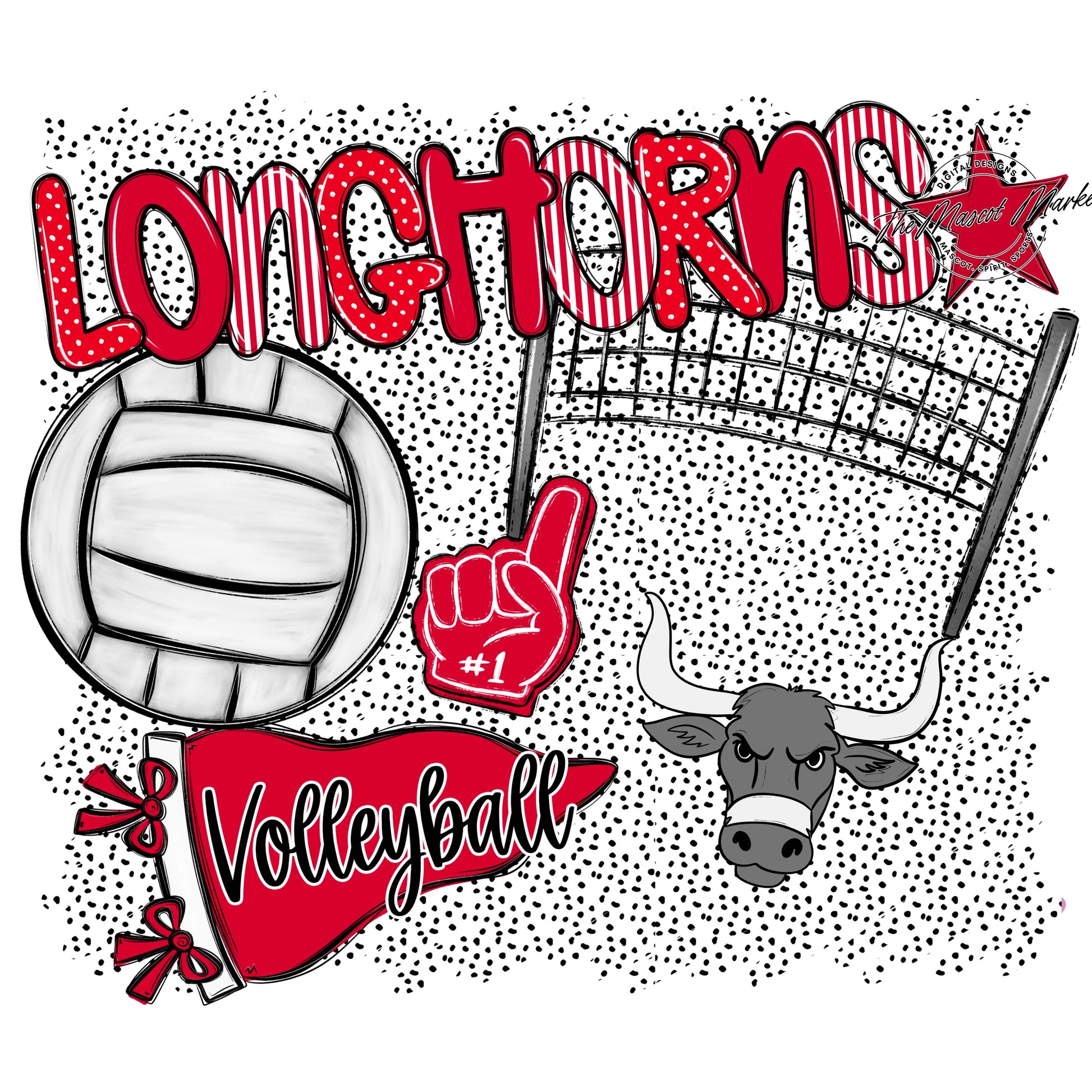 Longhorns Volleyball Spirit-Red