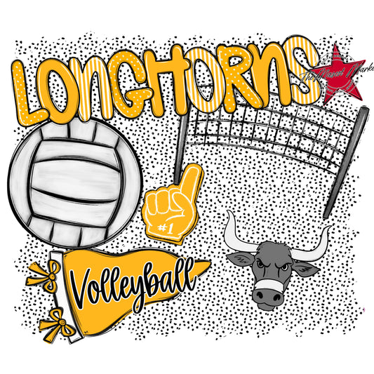 Longhorns Volleyball Spirit-Yellow