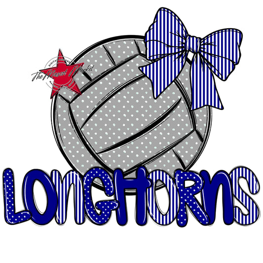 Longhorns Volleyball Spirit Design-Blue