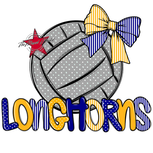 Longhorns Volleyball Spirit Design-Blue & Yellow