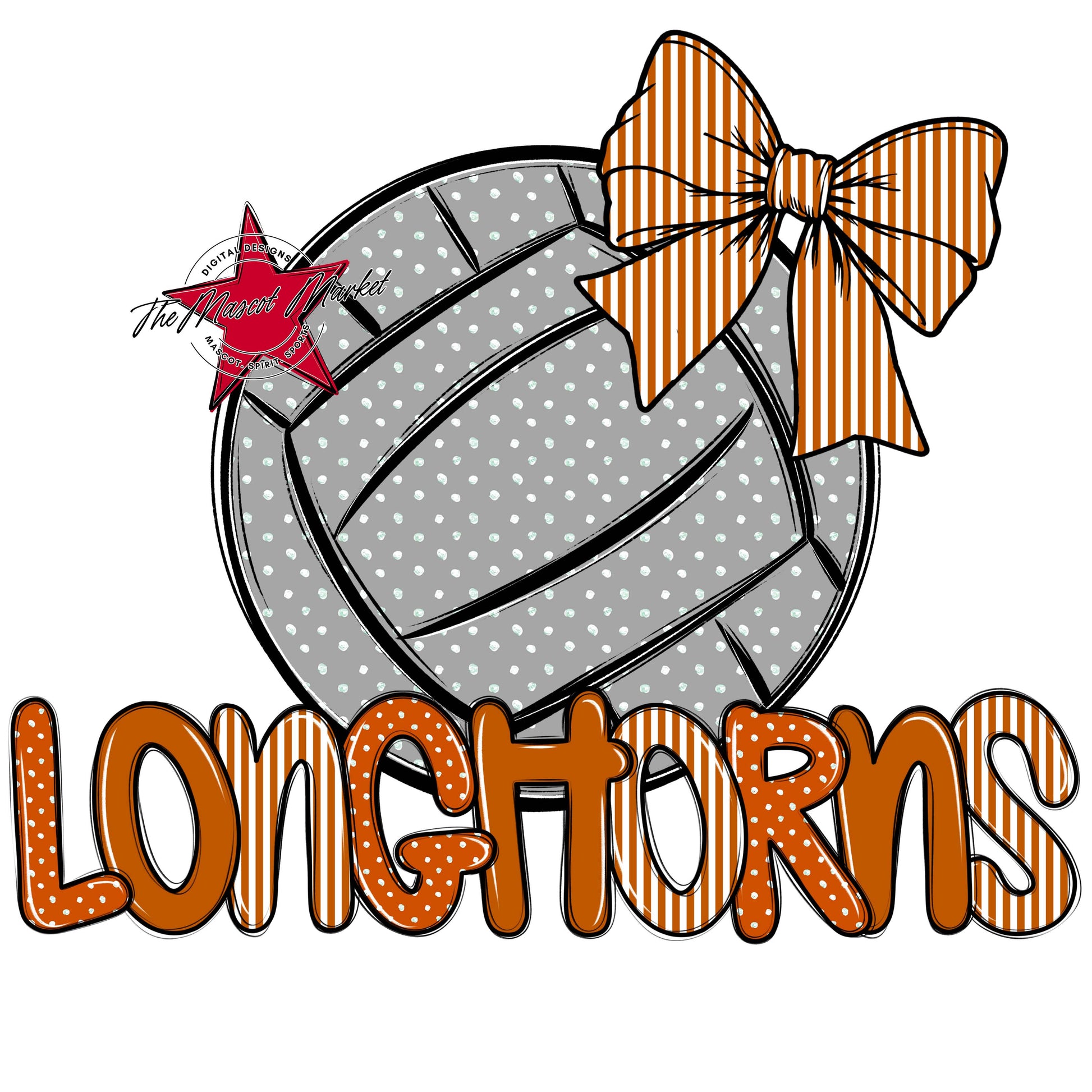 Longhorns Volleyball Spirit Design-Burnt Orange