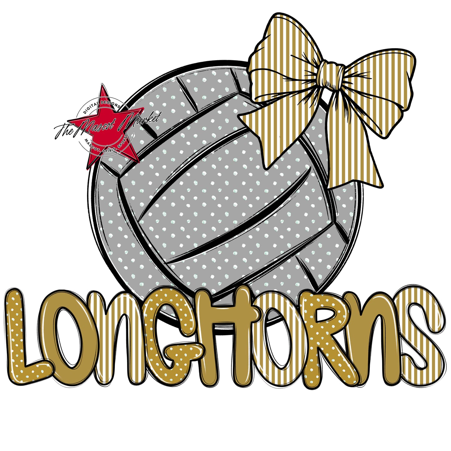 longhorns Volleyball Spirit Design-Gold