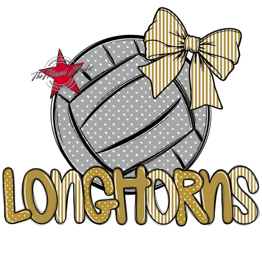 longhorns Volleyball Spirit Design-Gold