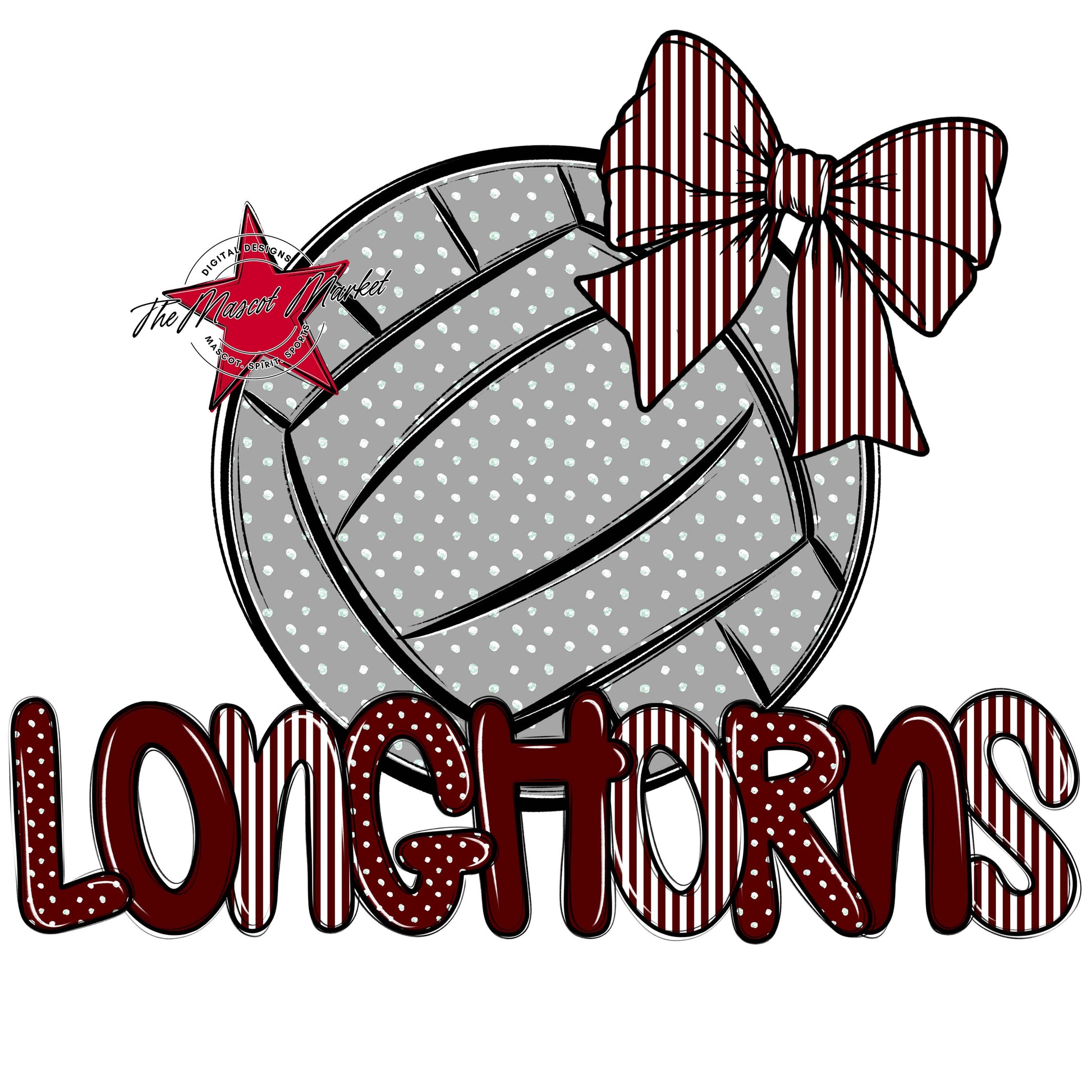 Longhorns Volleyball Spirit Design-Maroon