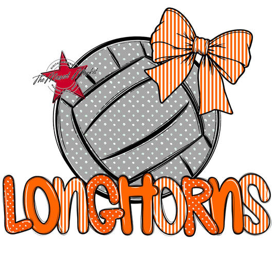 Longhorns Volleyball Spirit Design-Orange