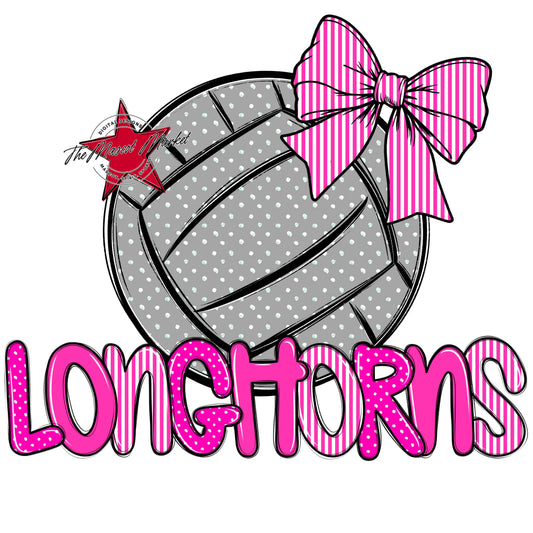 Longhorns Volleyball Spirit Design-Pink