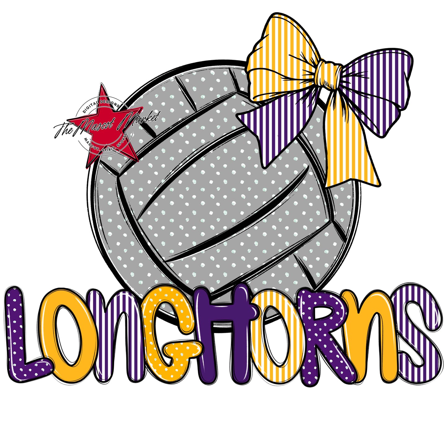 Longhorns Volleyball Spirit Design-Purple & Yellow