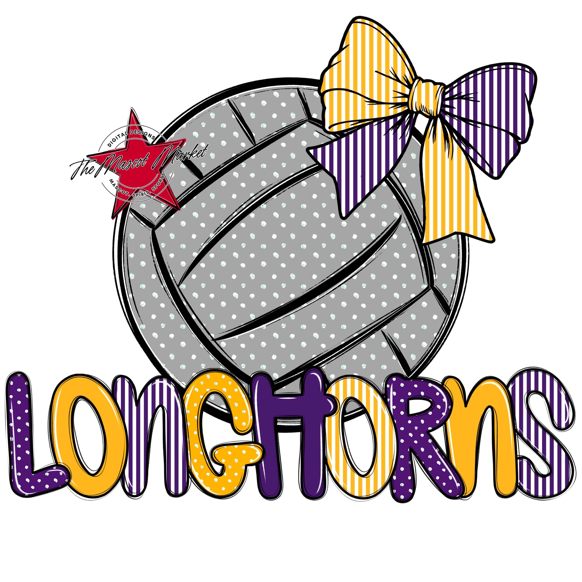 Longhorns Volleyball Spirit Design-Purple & Yellow
