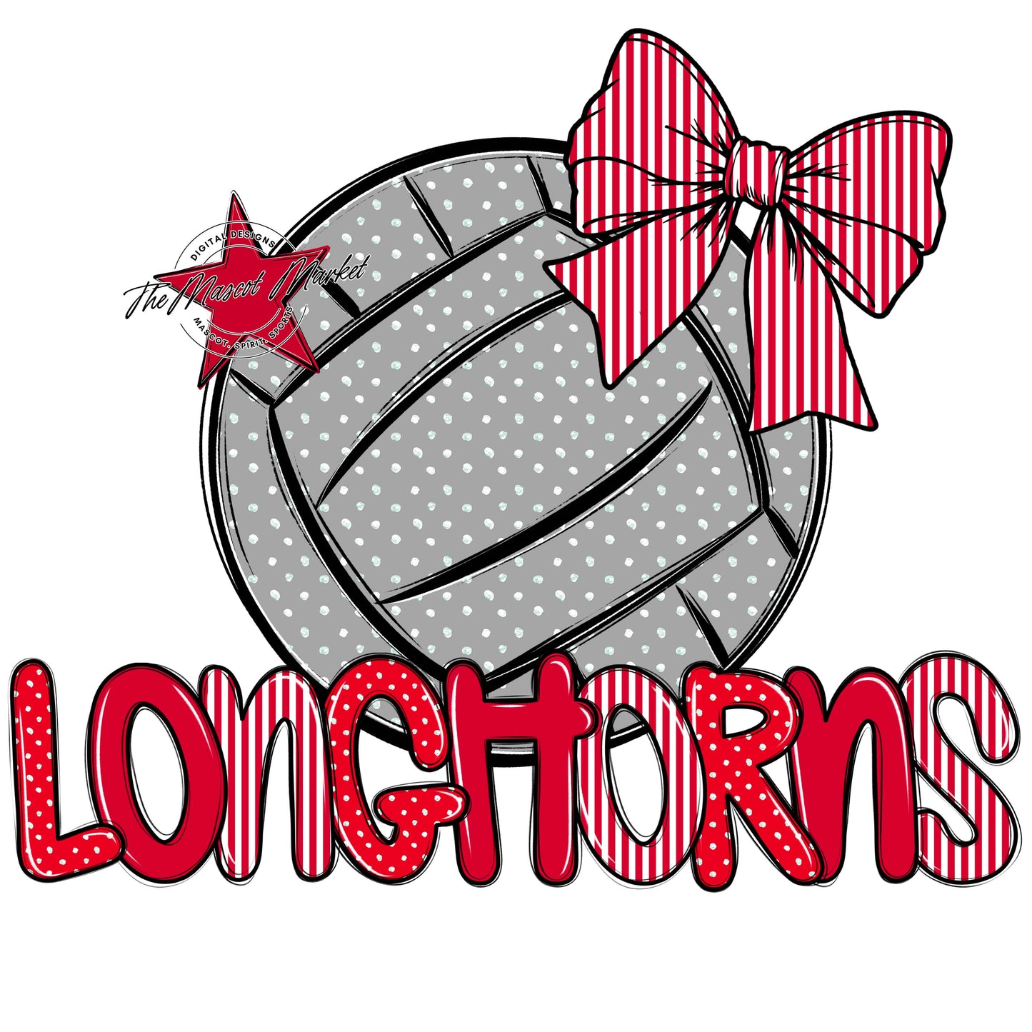 Longhorns Volleyball Spirit Design-Red