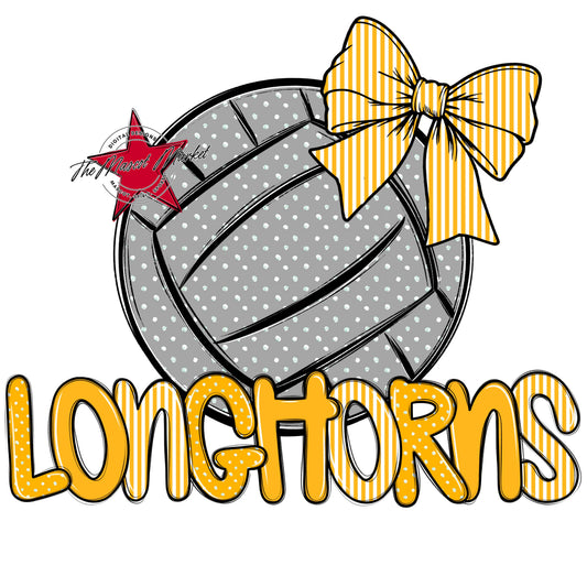 Longhorns Volleyball Spirit Design-Yellow