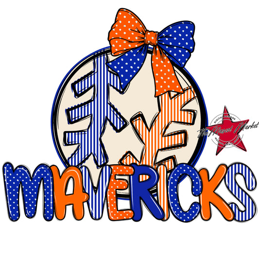 Mavericks Baseball-Softball Spirit Design-Royal Blue & Orange