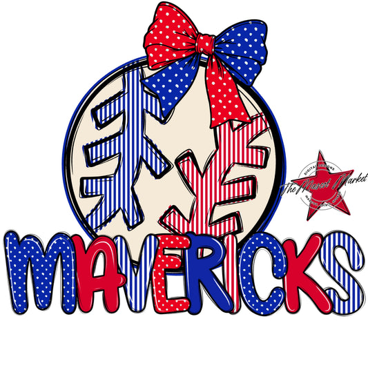 Mavericks Baseball-Softball Spirit Design-Royal Blue & Red
