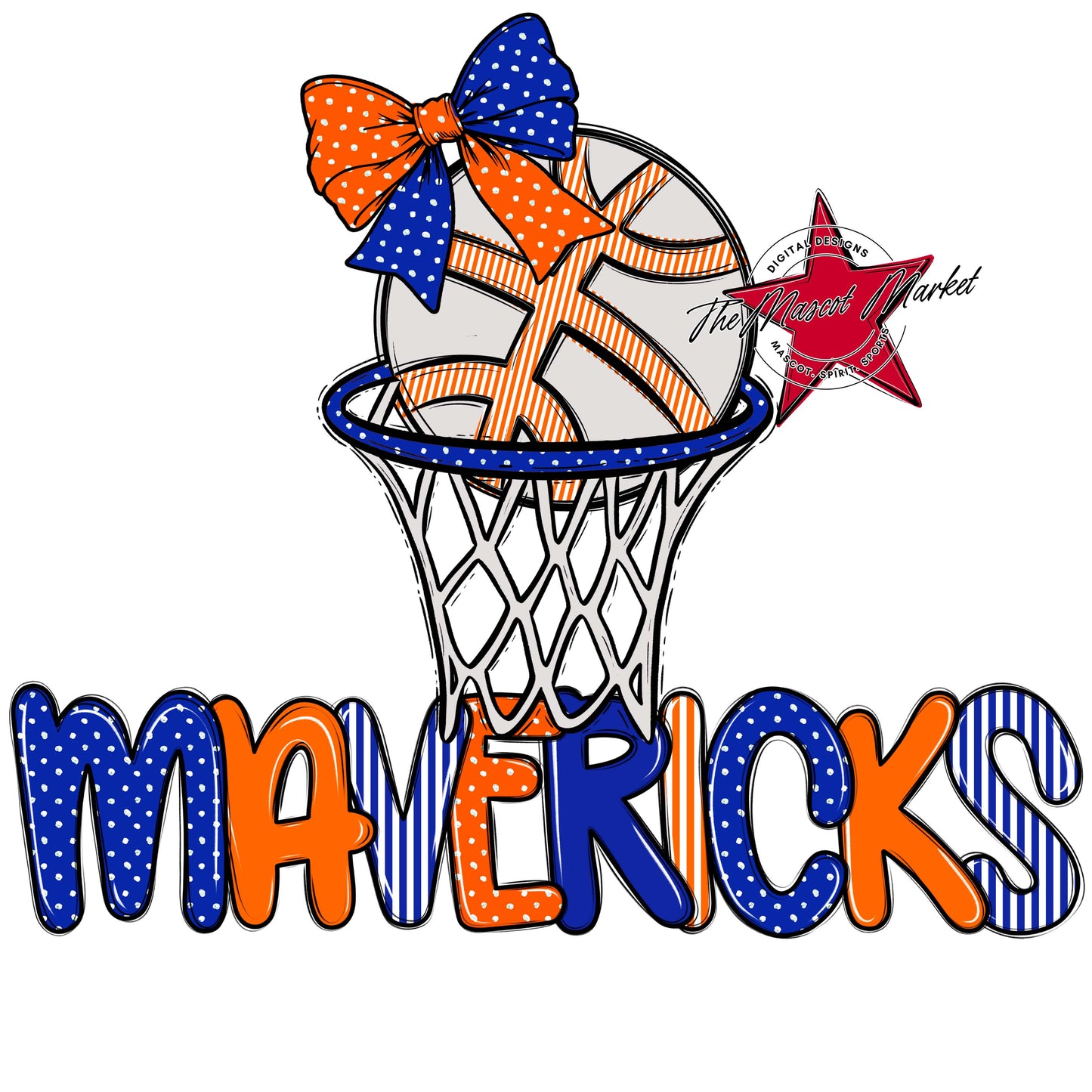 Mavericks Basketball Spirit Design-Royal Blue & Orange
