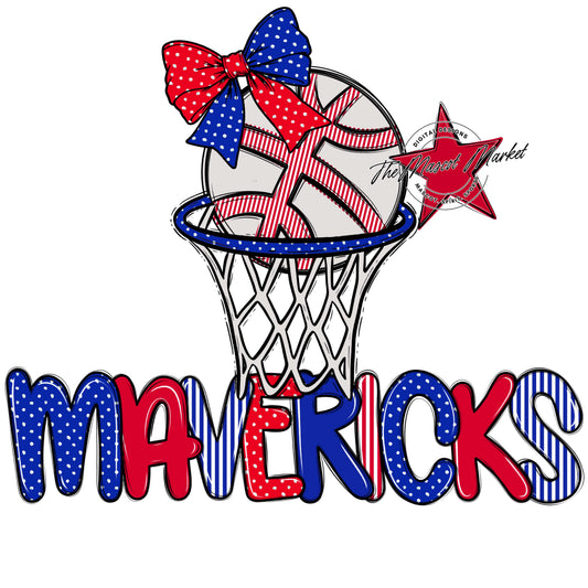 Mavericks Basketball Spirit Design-Royal Blue & Red