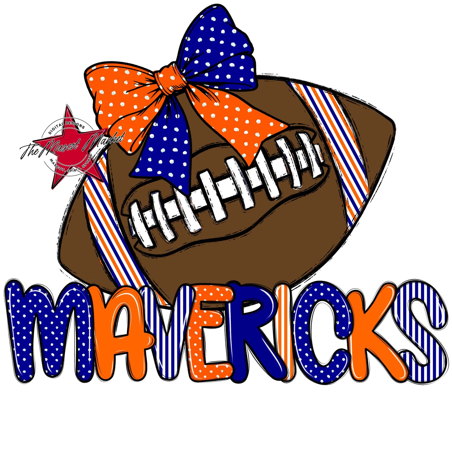 Mavericks Football Spirit Design-Royal Blue & Orange