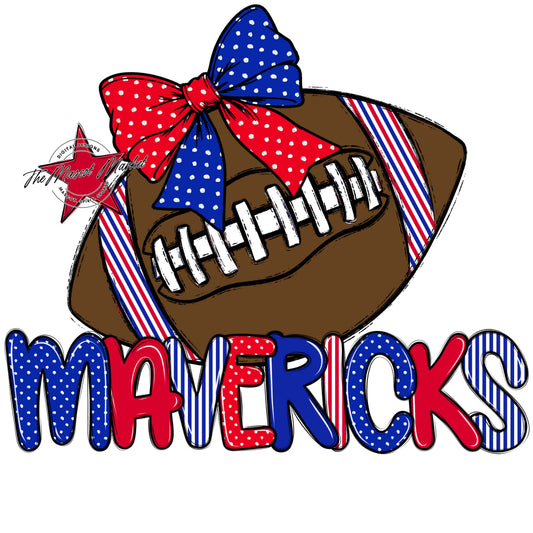 Mavericks Football Spirit Design-Royal Blue & Red