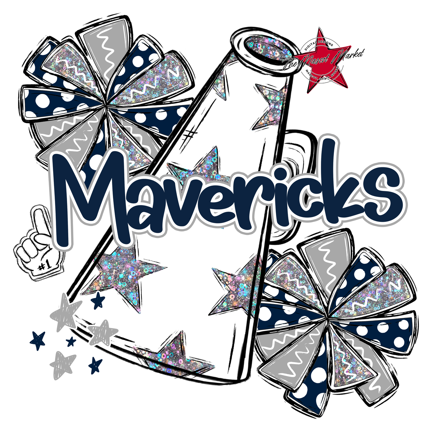 Mavericks Alpha Megaphone Design-Navy-Grey