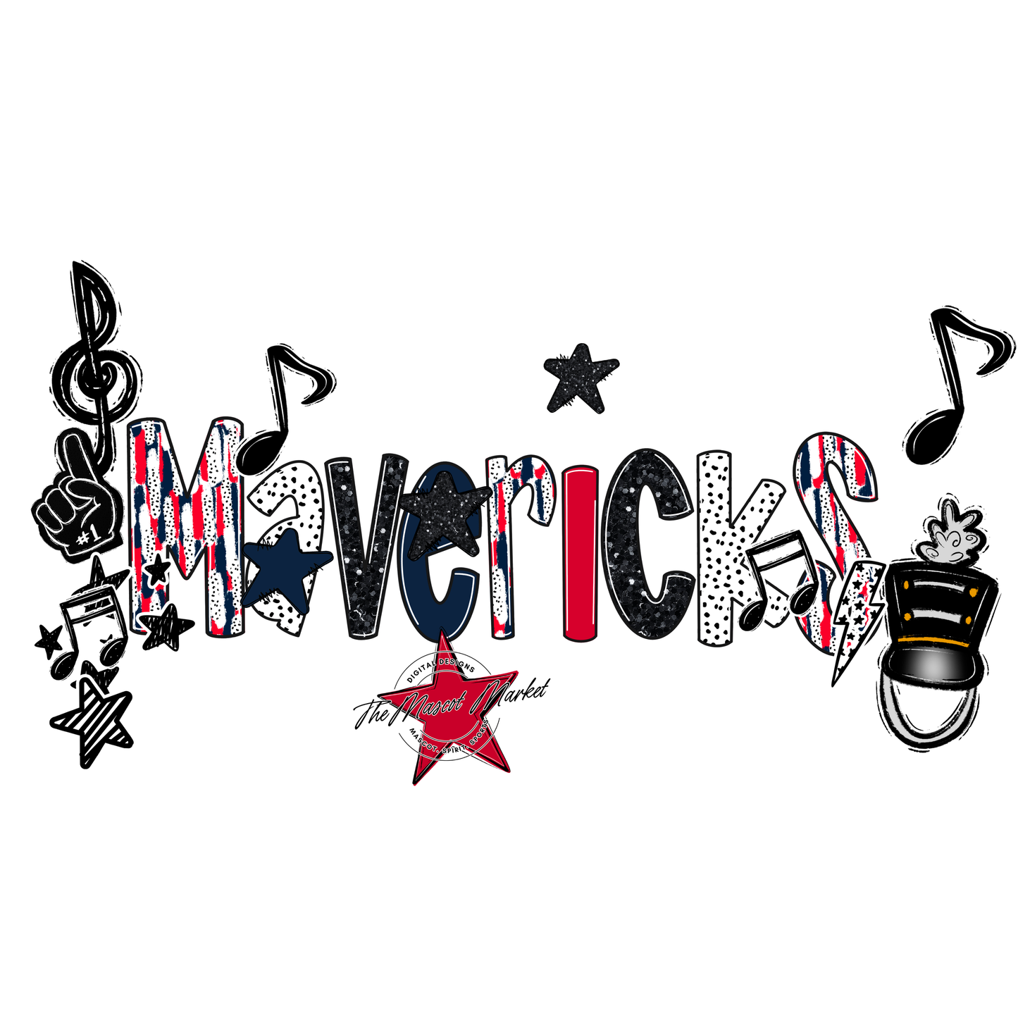 Mavericks Band Scrape-Navy-Red