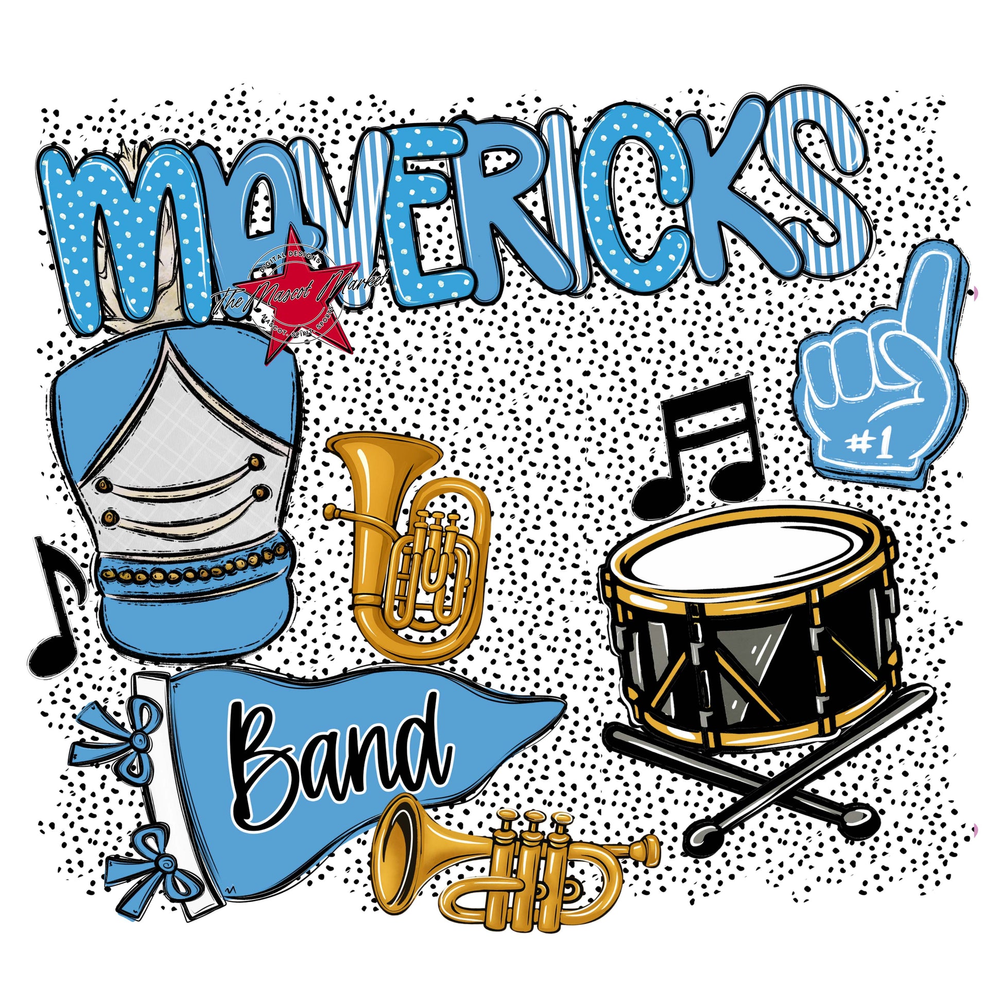 Mavericks Band Spirit-Carolina Blue