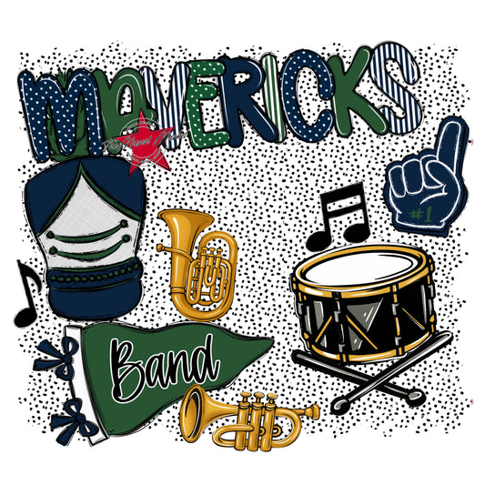 Mavericks Band Spirit-Navy & Green