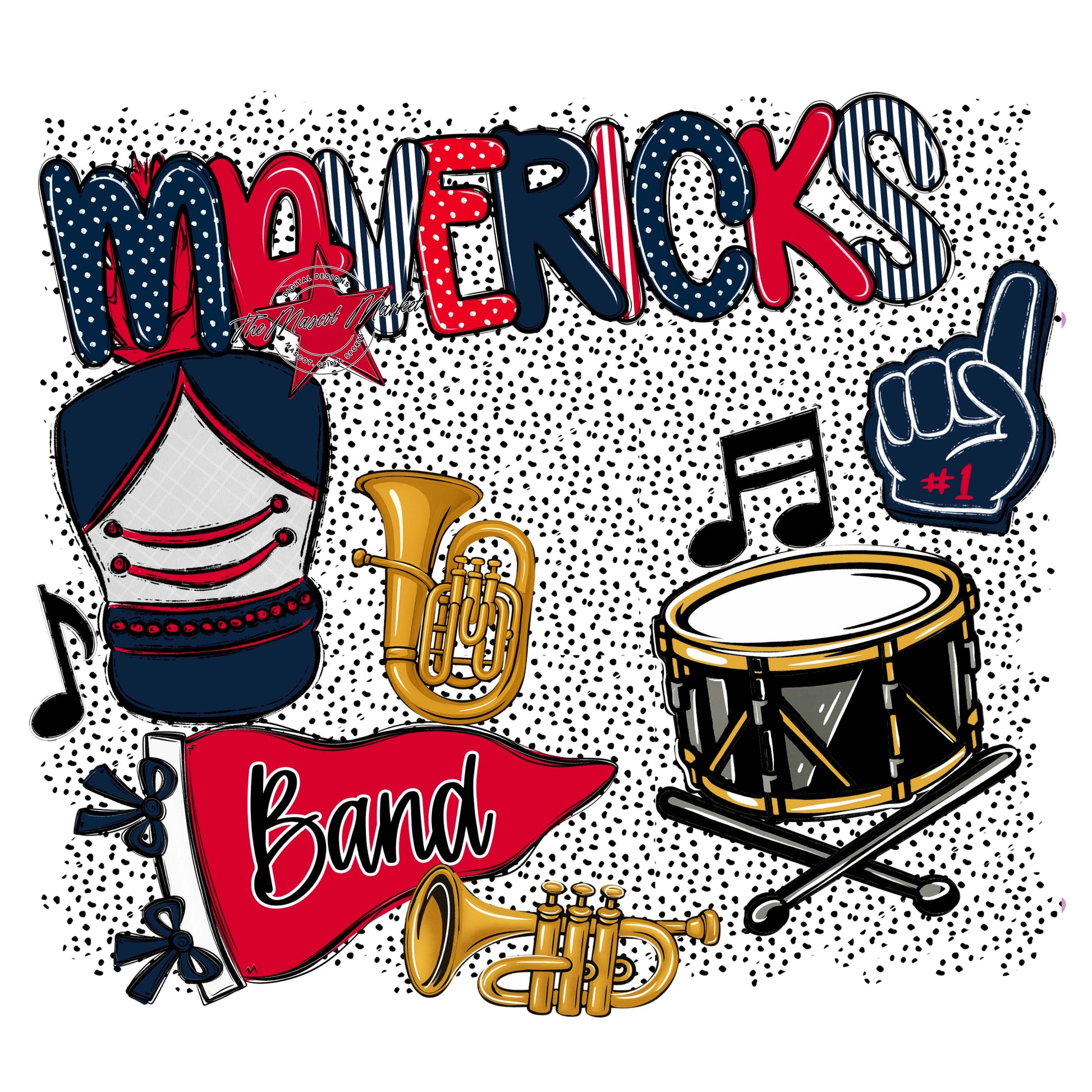 Mavericks Band Spirit-Navy & Red
