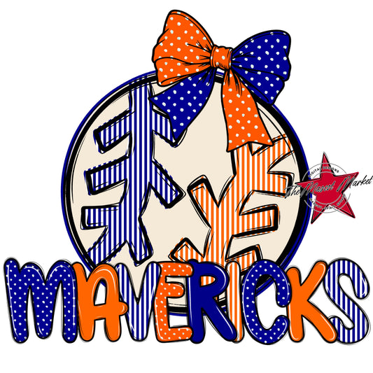 Mavericks Baseball-Softball Spirit Design-Blue & Orange