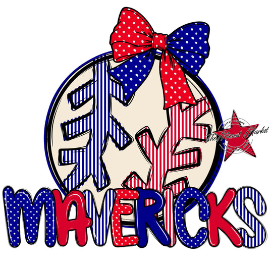 Mavericks Baseball-Softball Spirit Design-Blue & Red