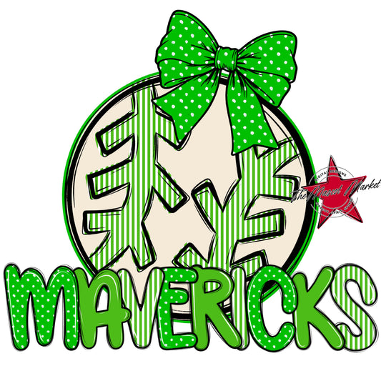 Mavericks Baseball-Softball Spirit Design-Bright Green