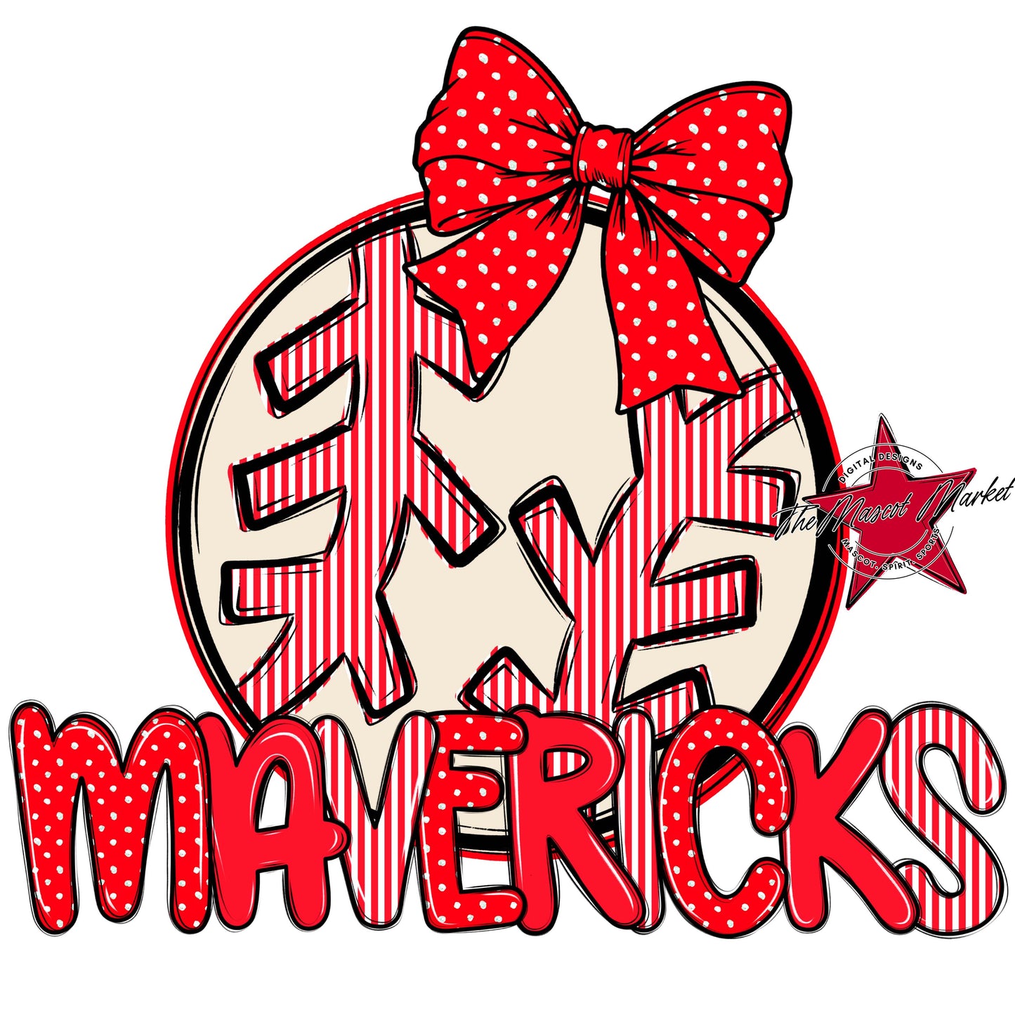 Mavericks Baseball-Softball Spirit Design-Bright Red