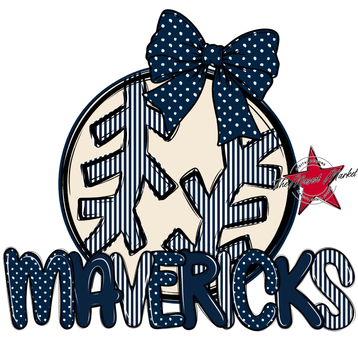Mavericks Baseball-Softball Spirit Design-Navy