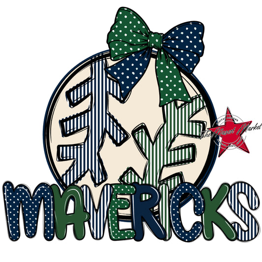 Mavericks Baseball-Softball Spirit Design-Navy & Green