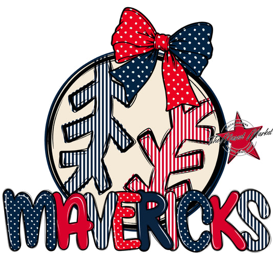 Mavericks Baseball-Softball Spirit Design-Navy & Red