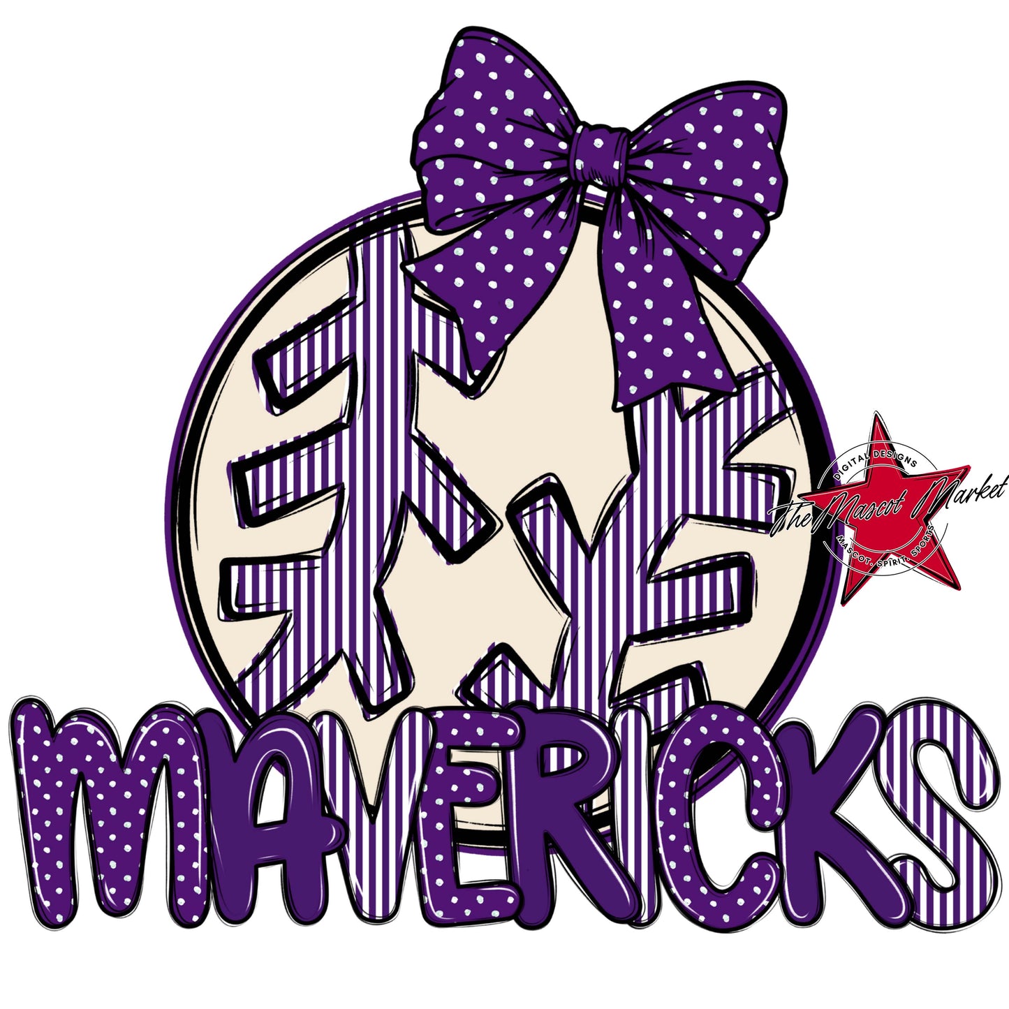 Mavericks Baseball-Softball Spirit Design-Purple