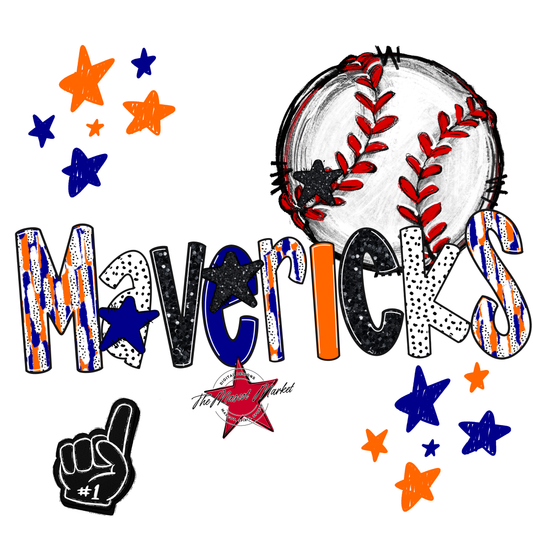 Mavericks Baseball Scrape-Blue-Orange