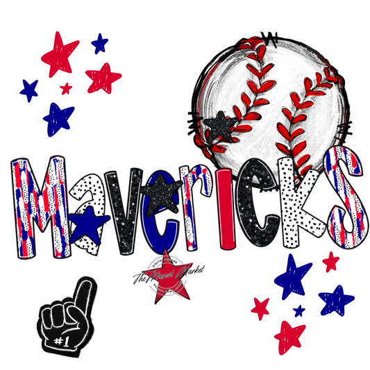 Mavericks Baseball Scrape-Blue-Red