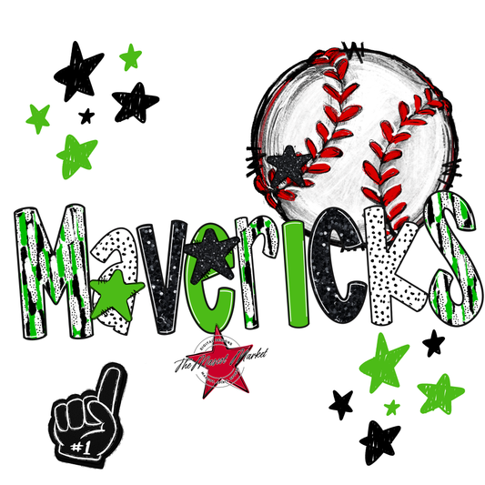 Mavericks Baseball Scrape-Bright Green