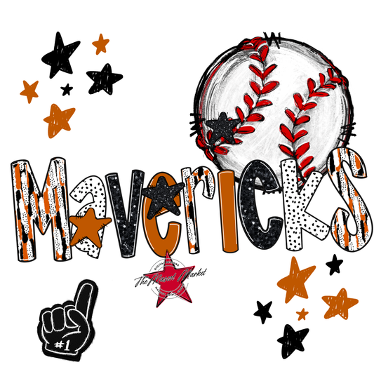 Mavericks Baseball Scrape-Burnt Orange