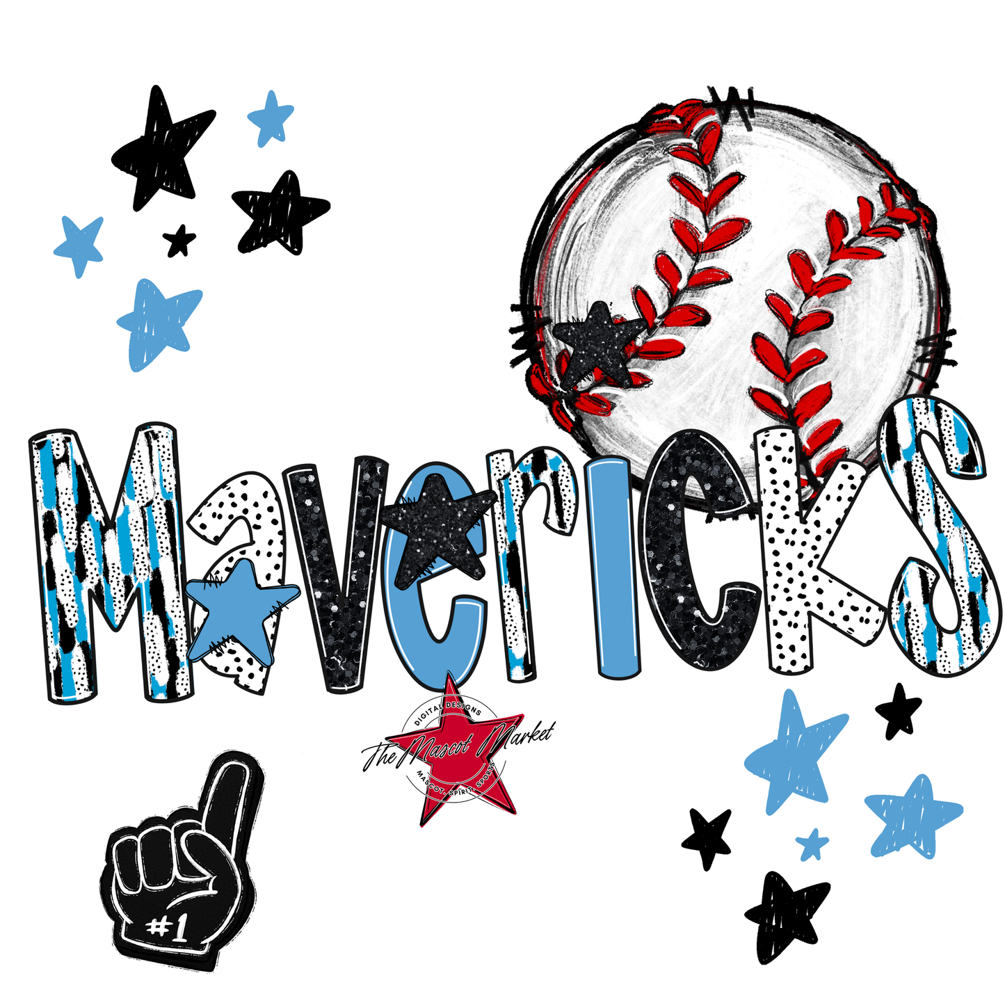 Mavericks Baseball Scrape-Carolina Blue