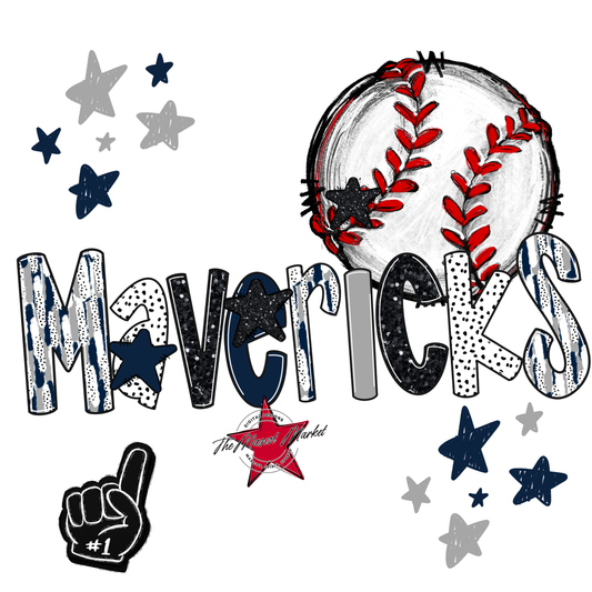 Mavericks Baseball Scrape-Navy-Grey