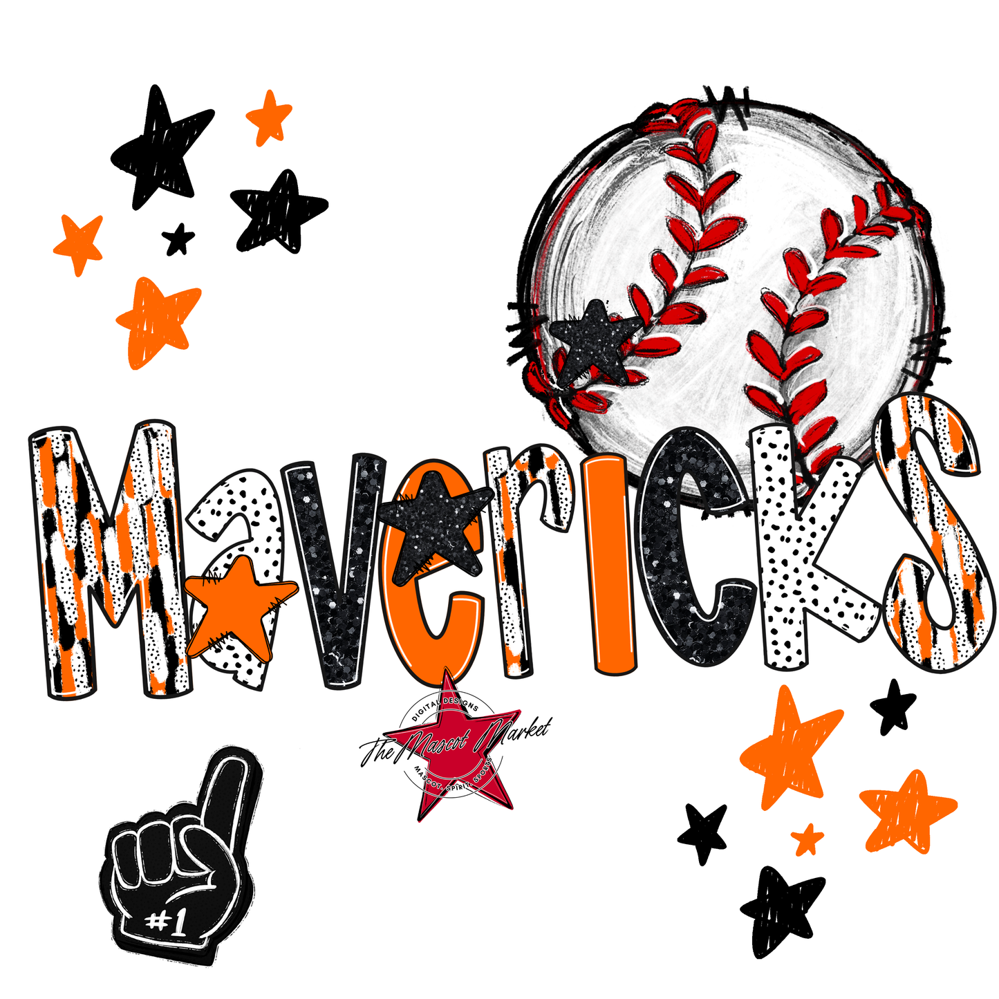 Mavericks Baseball Scrape-Orange